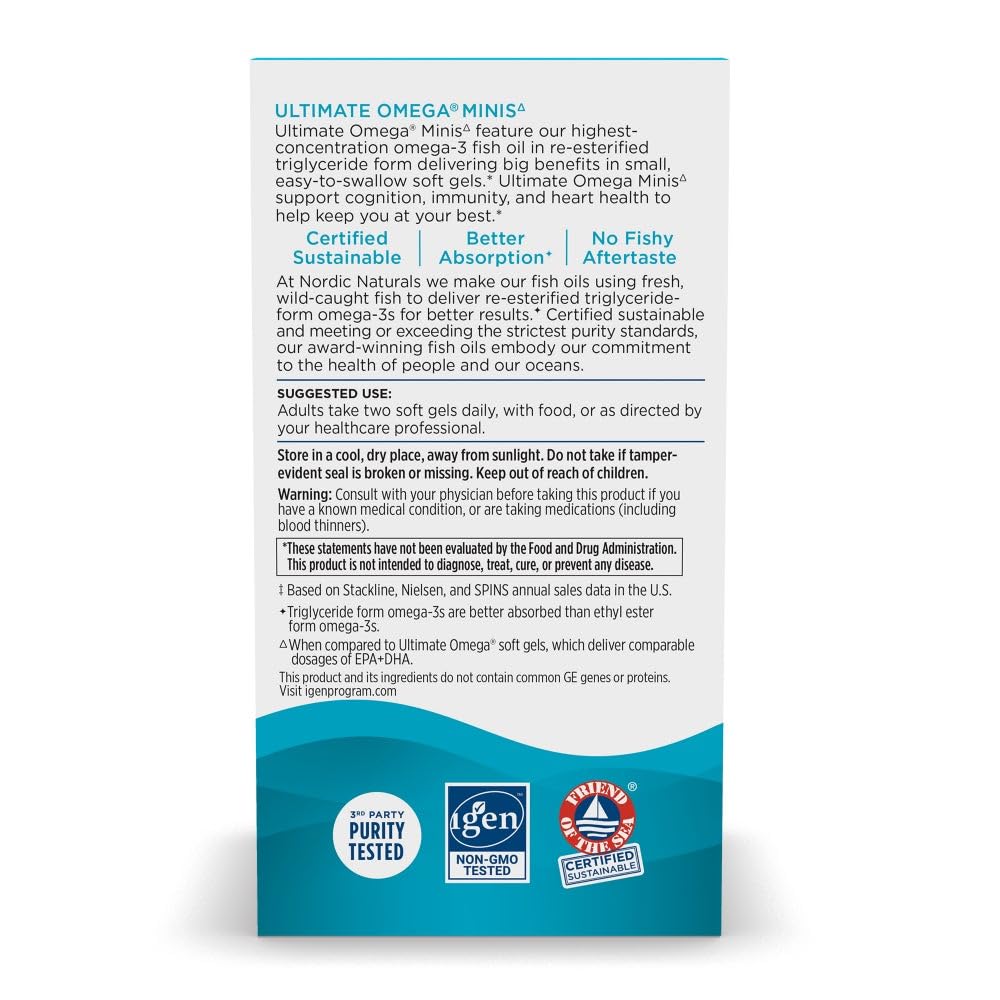 Nordic Naturals Ultimate Omega Minis serving two minis per serving visual