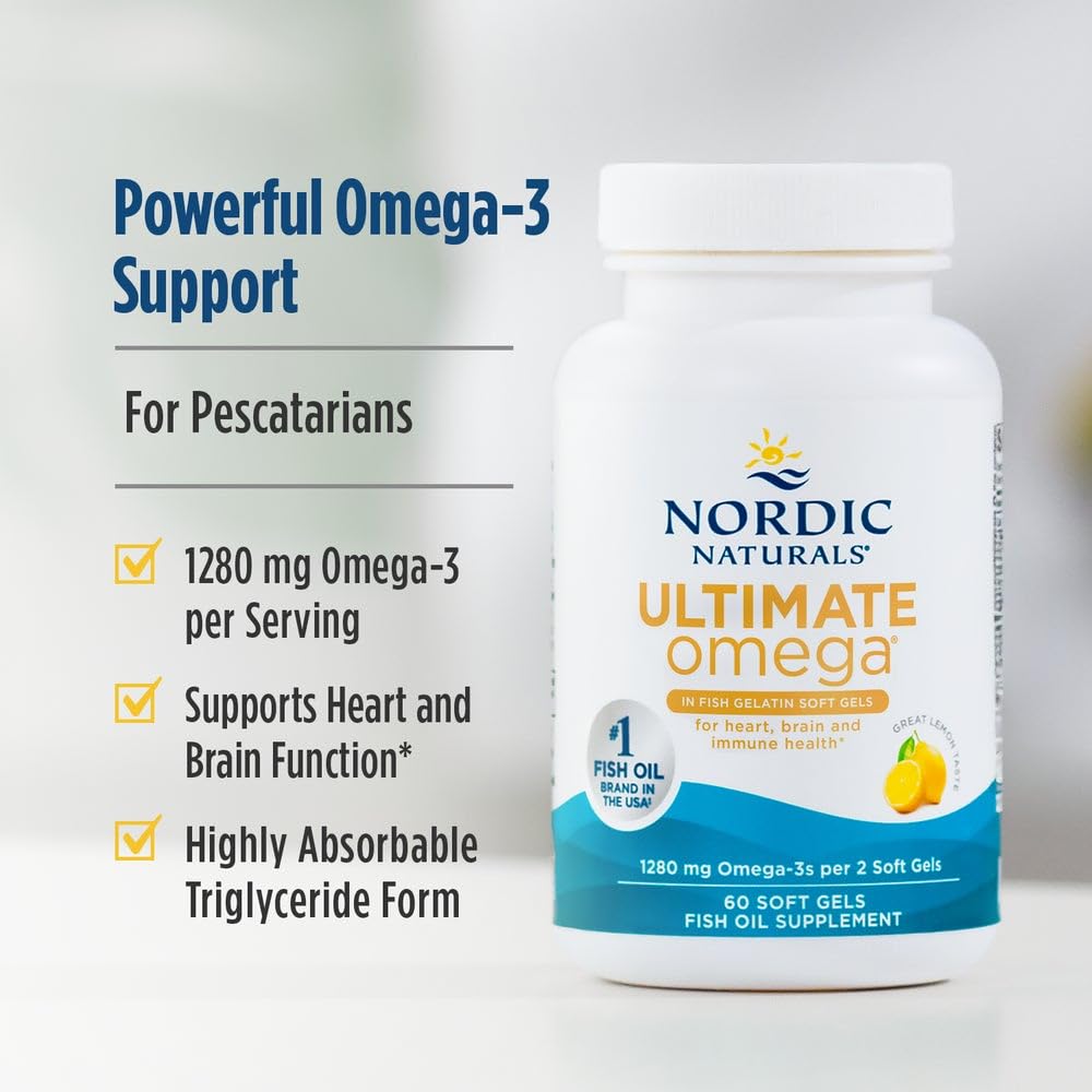 Nordic Naturals Ultimate Omega sustainable sourcing badge emphasizing responsible fish sourcing