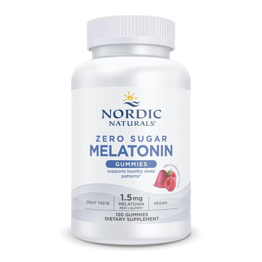 Nordic Naturals Zero Sugar Melatonin Gummies Raspberry bottle front for restful sleep support