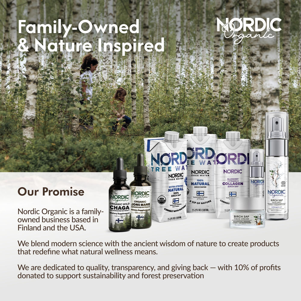 Nordic Organic Chaga tincture drops demonstrate convenient liquid format for daily use