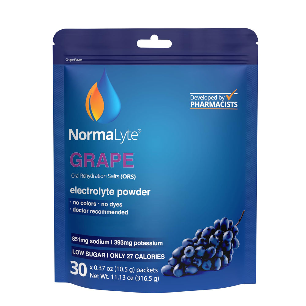 NormaLyte Grape packets front view for on-the-go hydration.