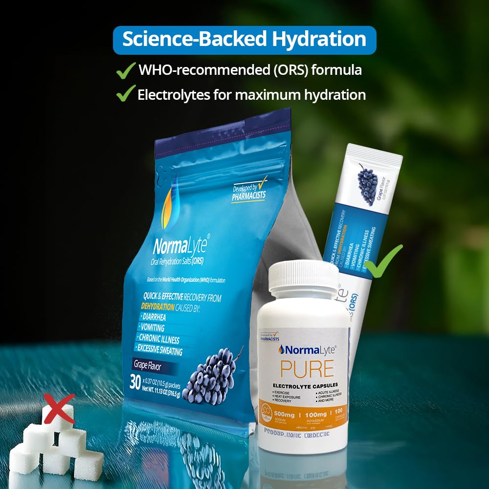 Pouring NormaLyte Grape into water for quick hydration.