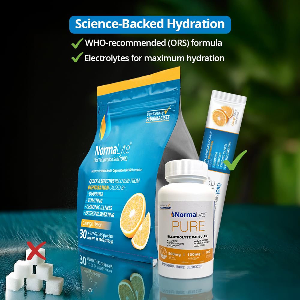 NormaLyte Orange drink poured into water for refreshing hydration.