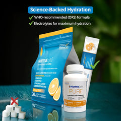 NormaLyte Orange drink poured into water for refreshing hydration.