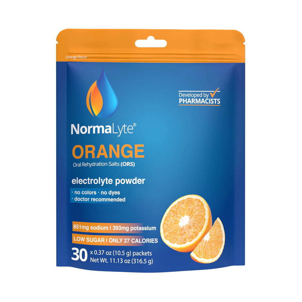 NormaLyte Orange electrolyte packet for on-the-go hydration.