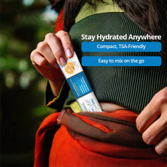 NormaLyte Orange packets arranged for travel hydration.