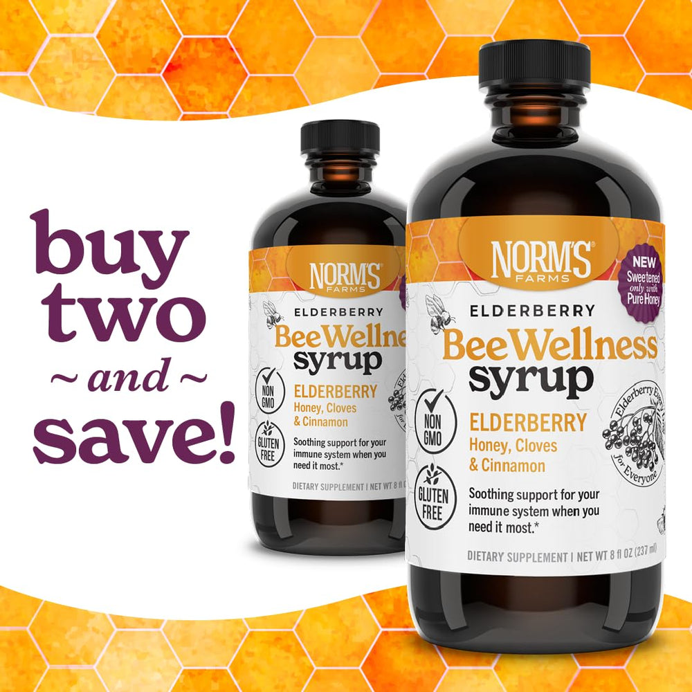 Norm's Farms BeeWellness elderberry syrup supports a family daily wellness routine