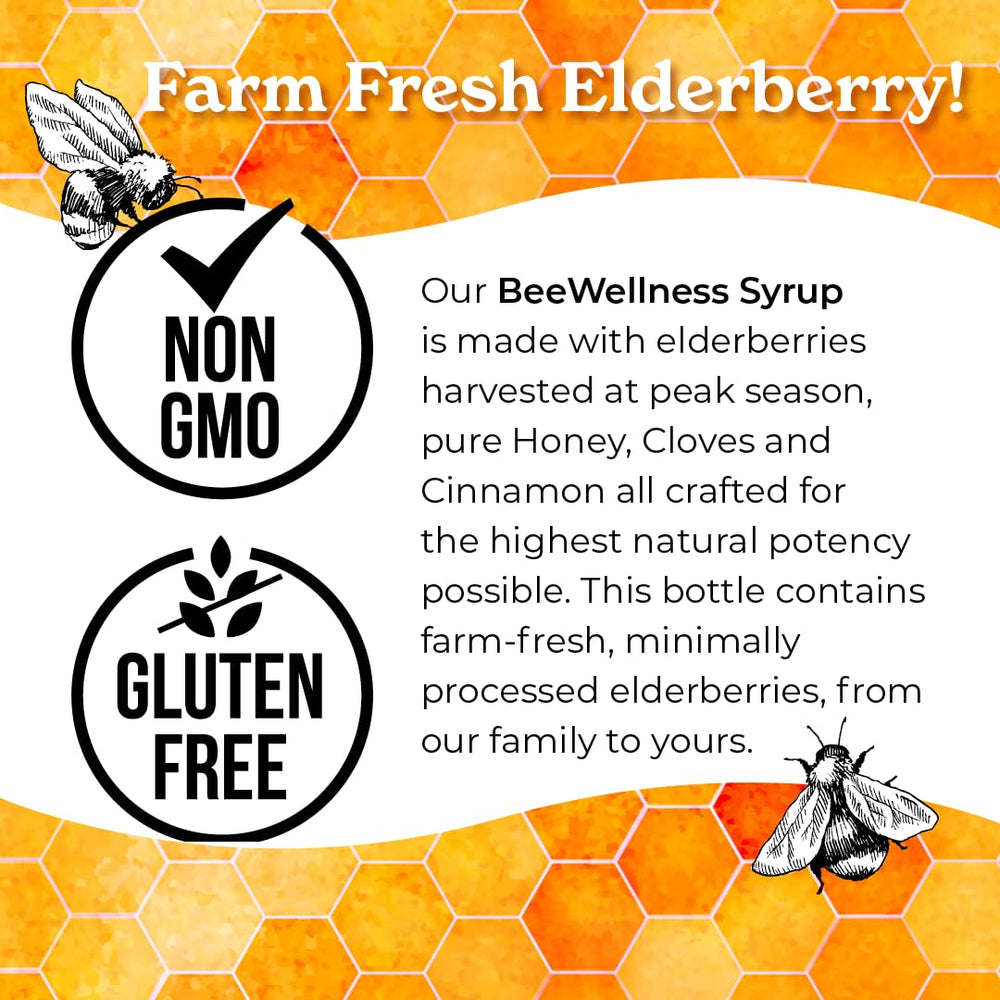Norm's Farms BeeWellness elderberry syrup glass bottle ready for refrigeration