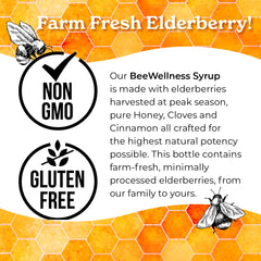 Norm's Farms BeeWellness elderberry syrup glass bottle ready for refrigeration