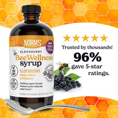 Norm's Farms BeeWellness elderberry syrup refrigeration-ready glass bottle