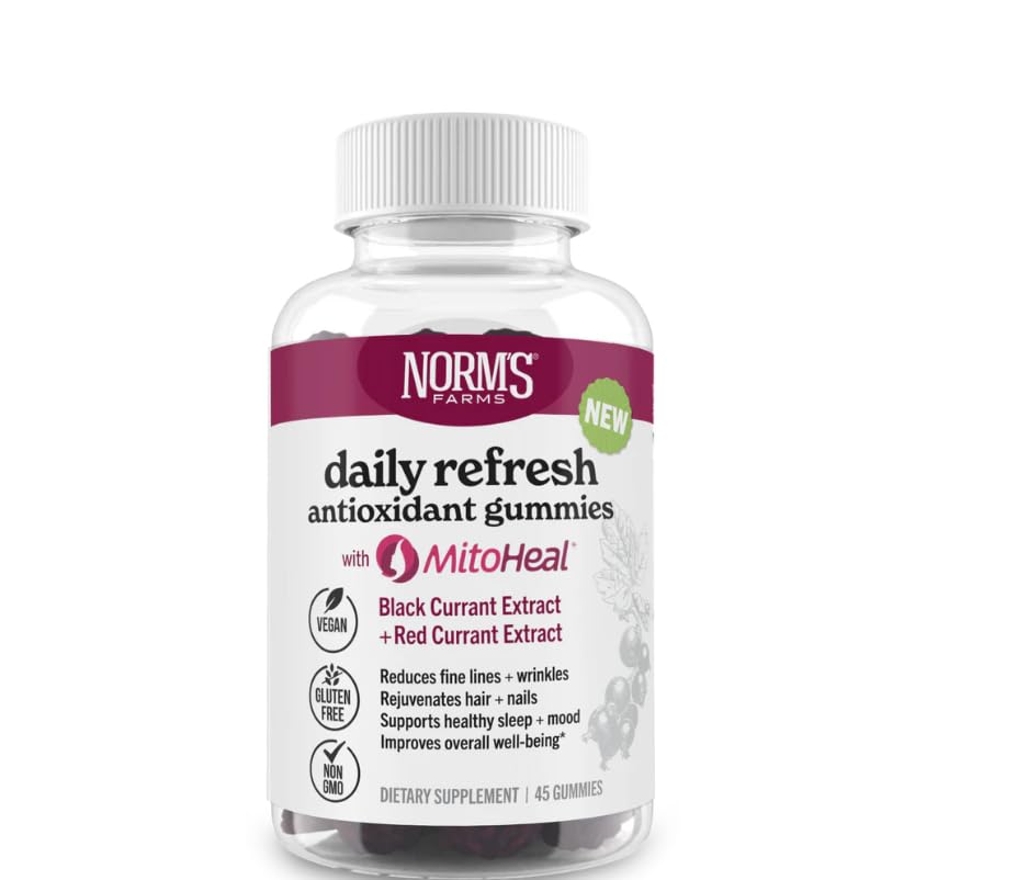 Norm's Farms elderberry gummies bottle with colorful fruit