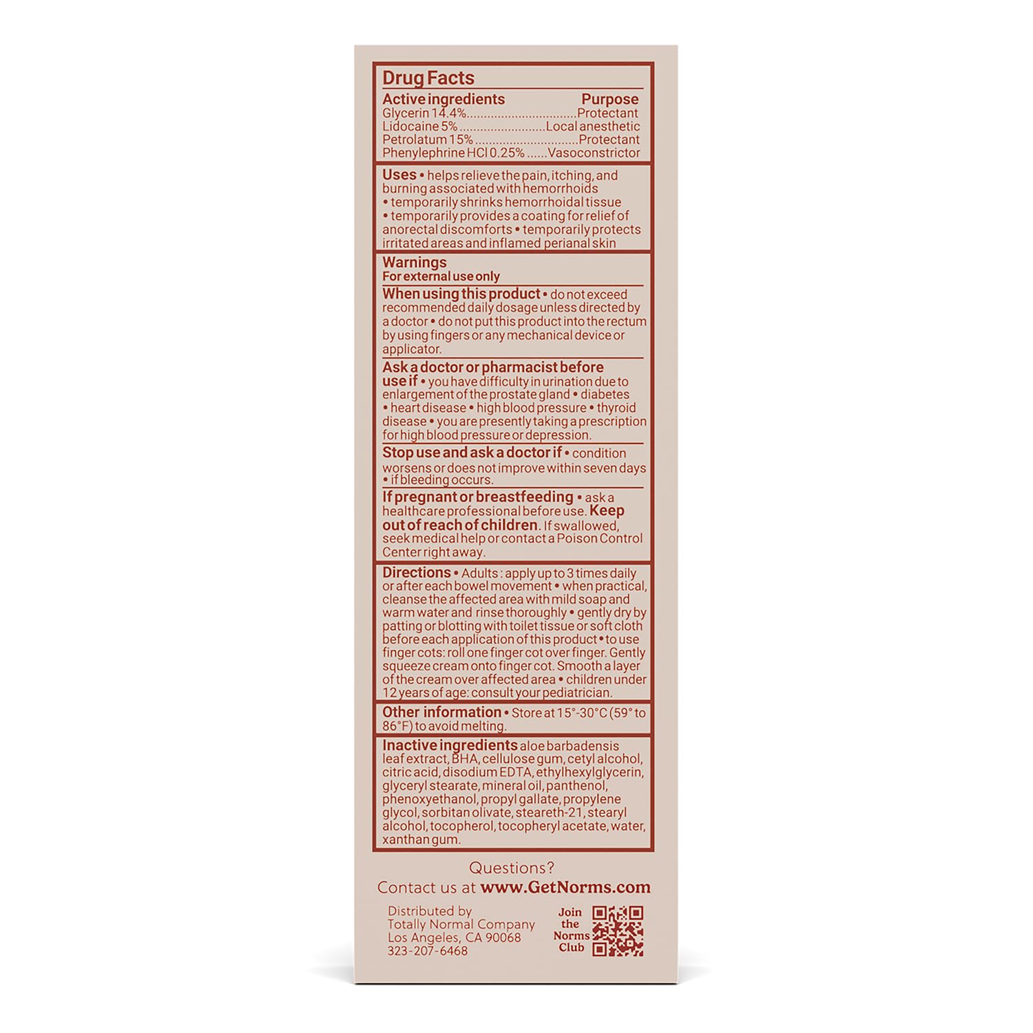 Norms hemorrhoid care usage setup with tube and wipes