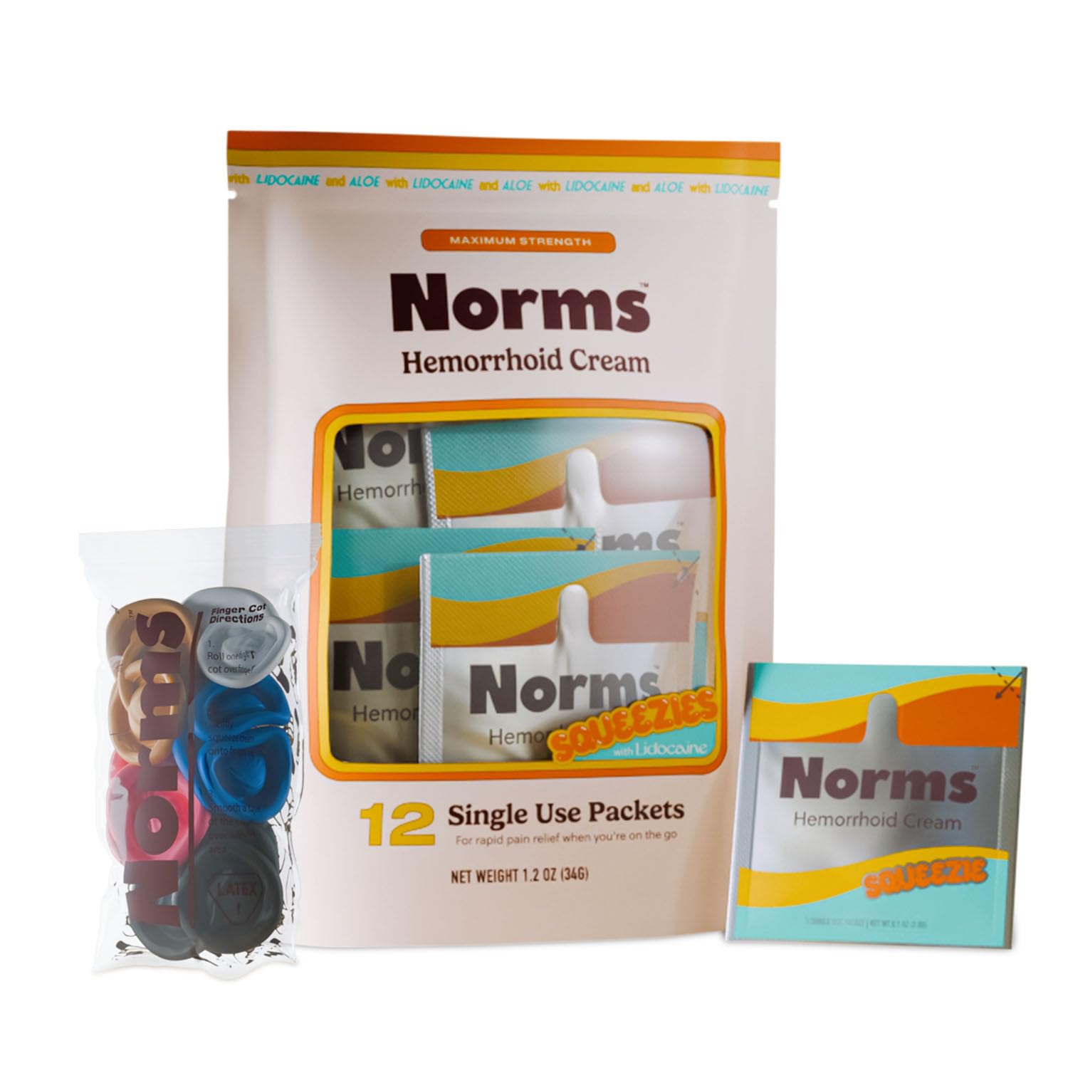 Norms Squeezies packets for discreet on-the-go relief.