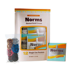 Norms Squeezies packets for discreet on-the-go relief.