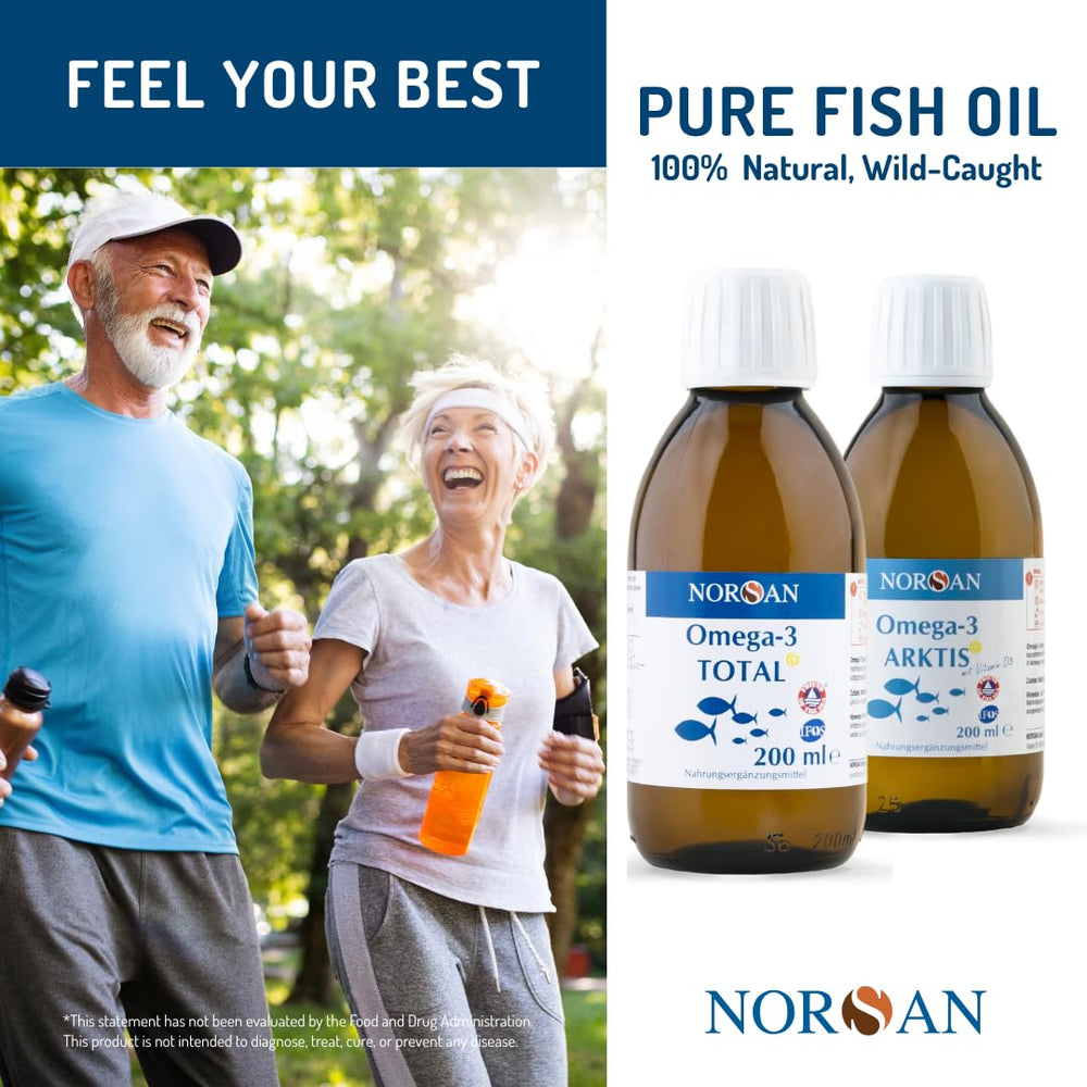 NORSAN Omega-3 Total Liquid near olive oil antioxidant note.