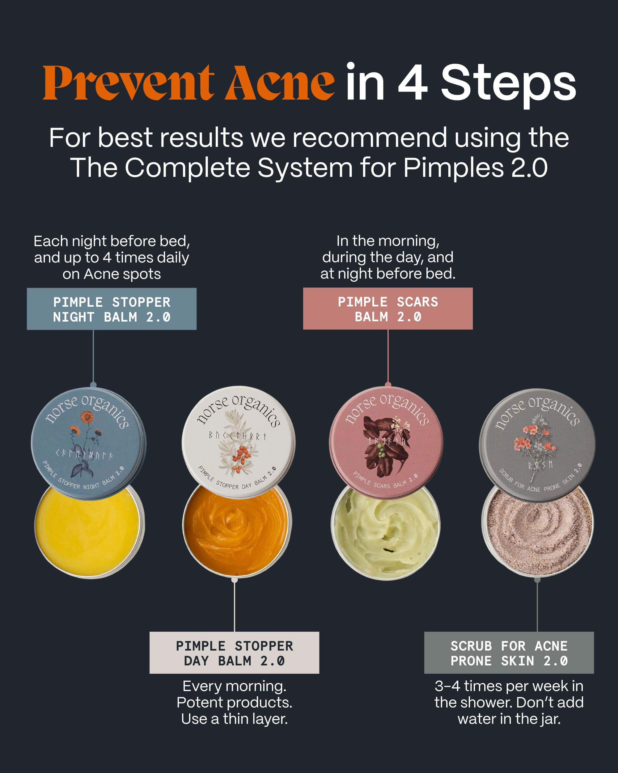 Norse Organics Pimple Scars Balm 2.0 tube being used on skin