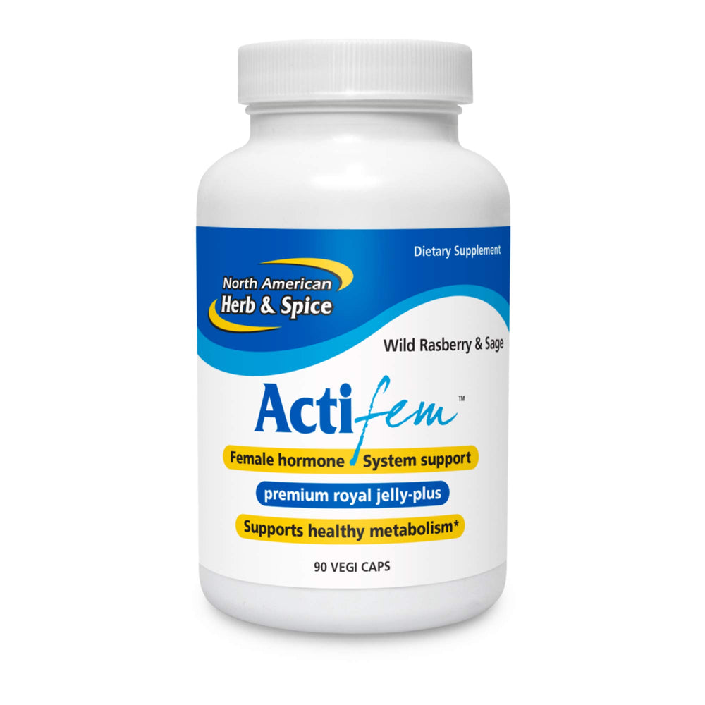 ActiFEM bottle cap closeup from NORTH AMERICAN HERB & SPICE for daily wellness support.