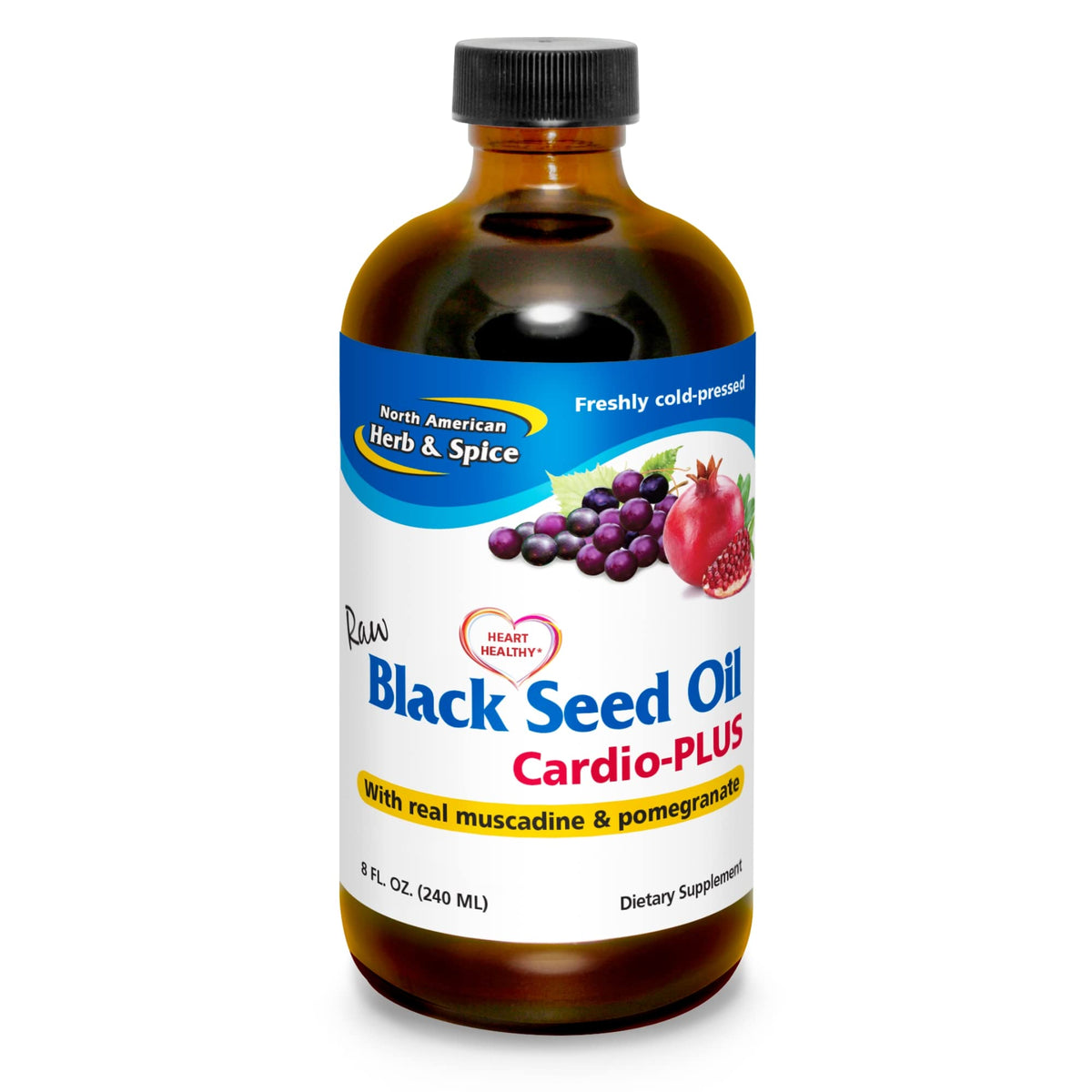 NORTH AMERICAN HERB & SPICE Cardio-PLUS bottle highlights the heart-support formula