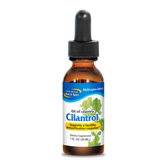 North American Herb & Spice Cilantrol bottle pouring to support digestion.