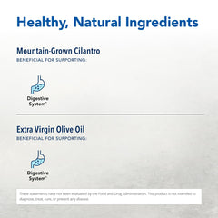 Cilantrol ingredients oil blend featuring cilantro and oregano for digestive comfort.