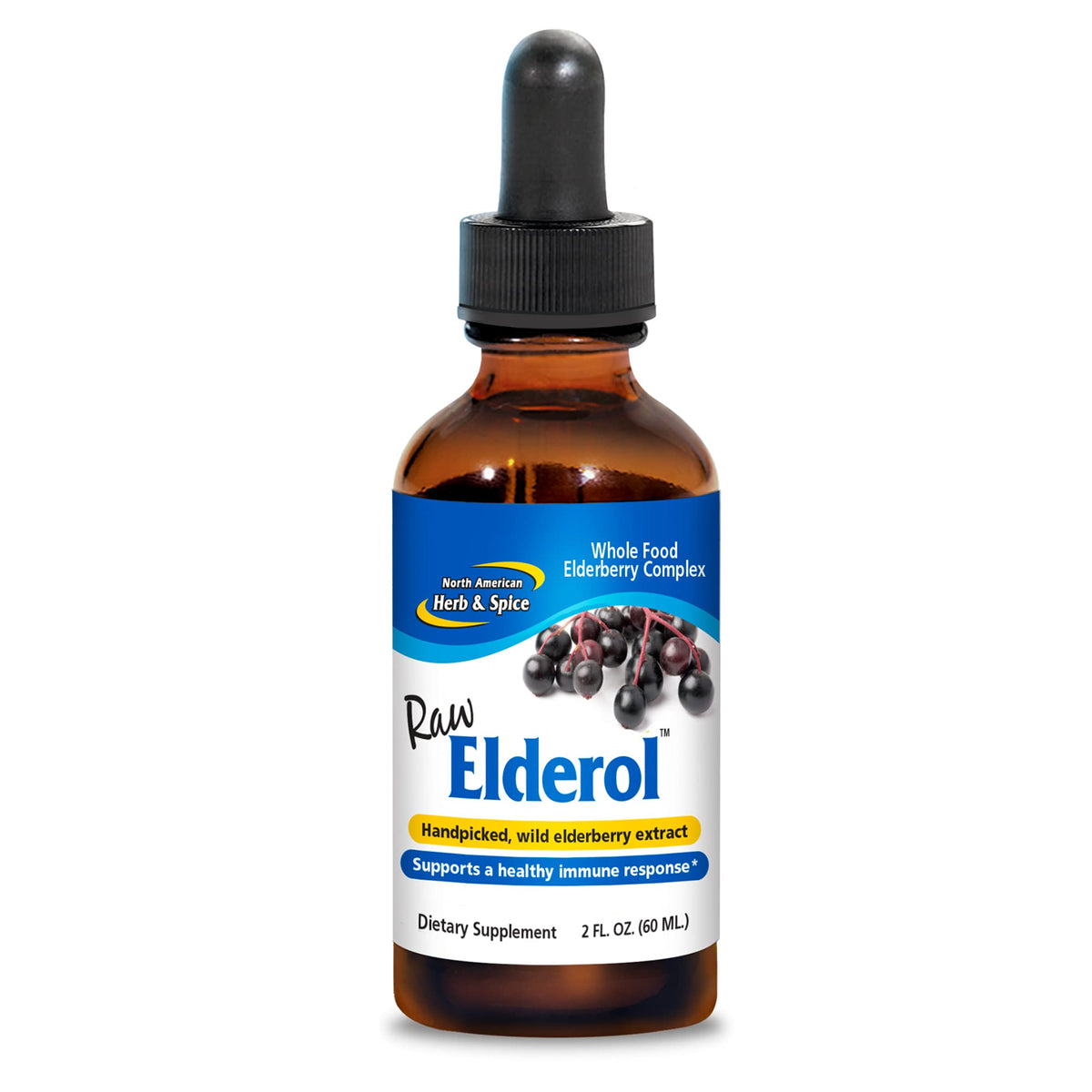 Elderol bottle shows elderberry extract for daily immune support.