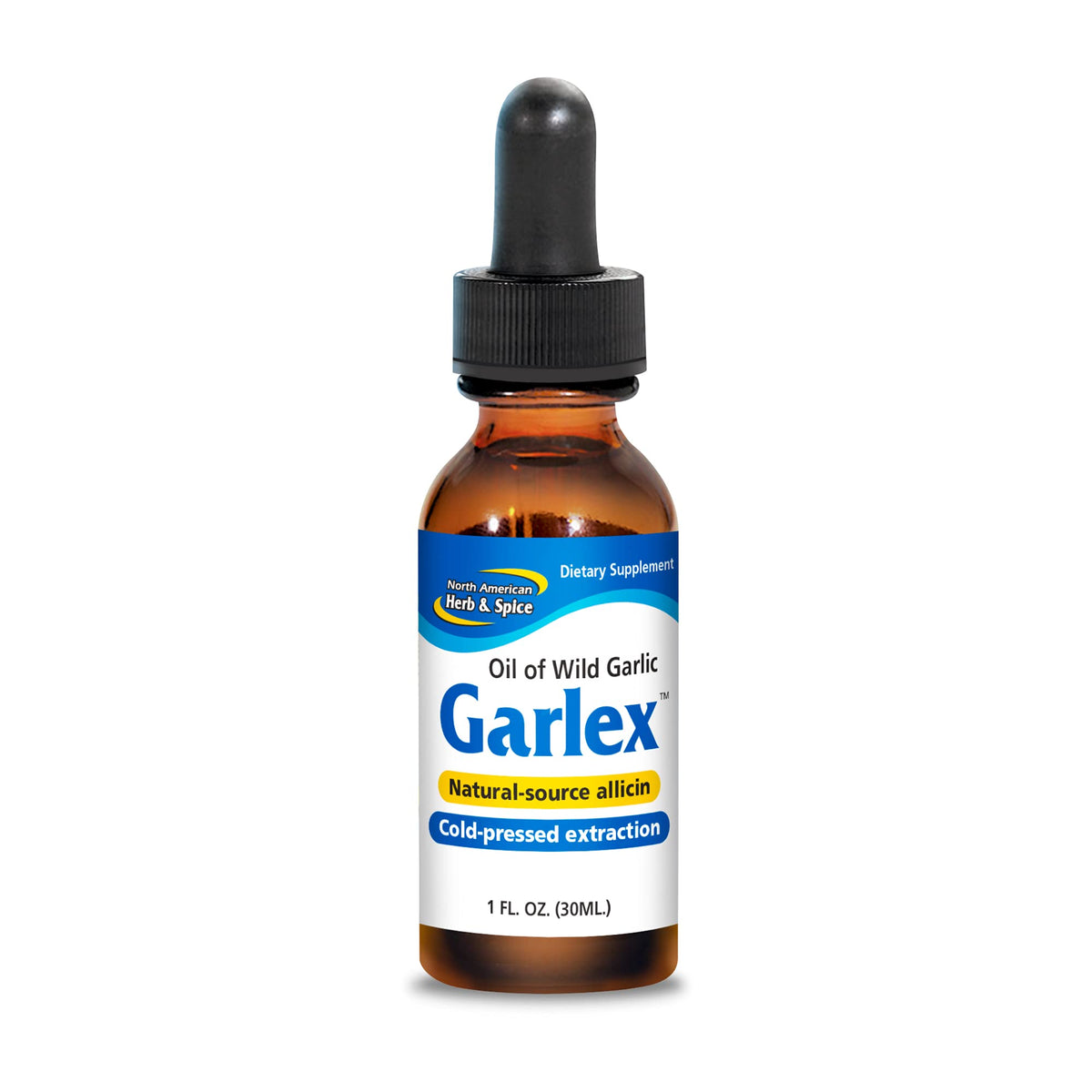 North American Herb & Spice Garlex bottle offers a premium wild garlic oil for flavorful meals.