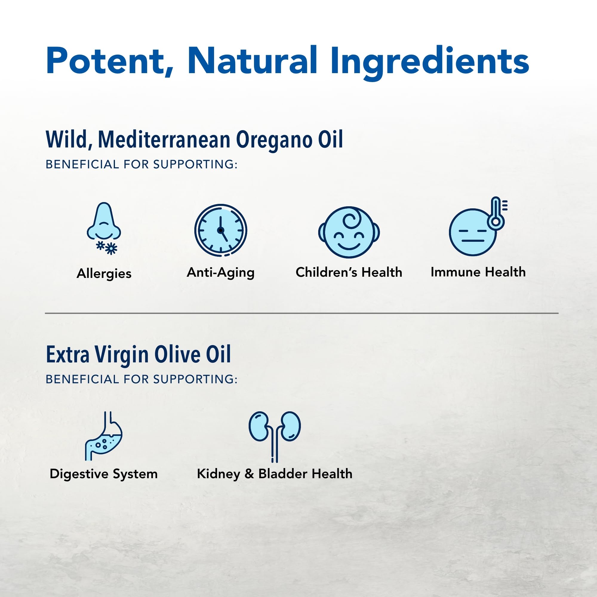 Organic olive oil ingredient seen with oregano oil as carrier.