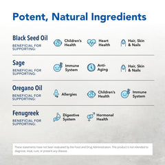 Close-up of OregaBiotic oil blends including oregano, cumin and sage oils.