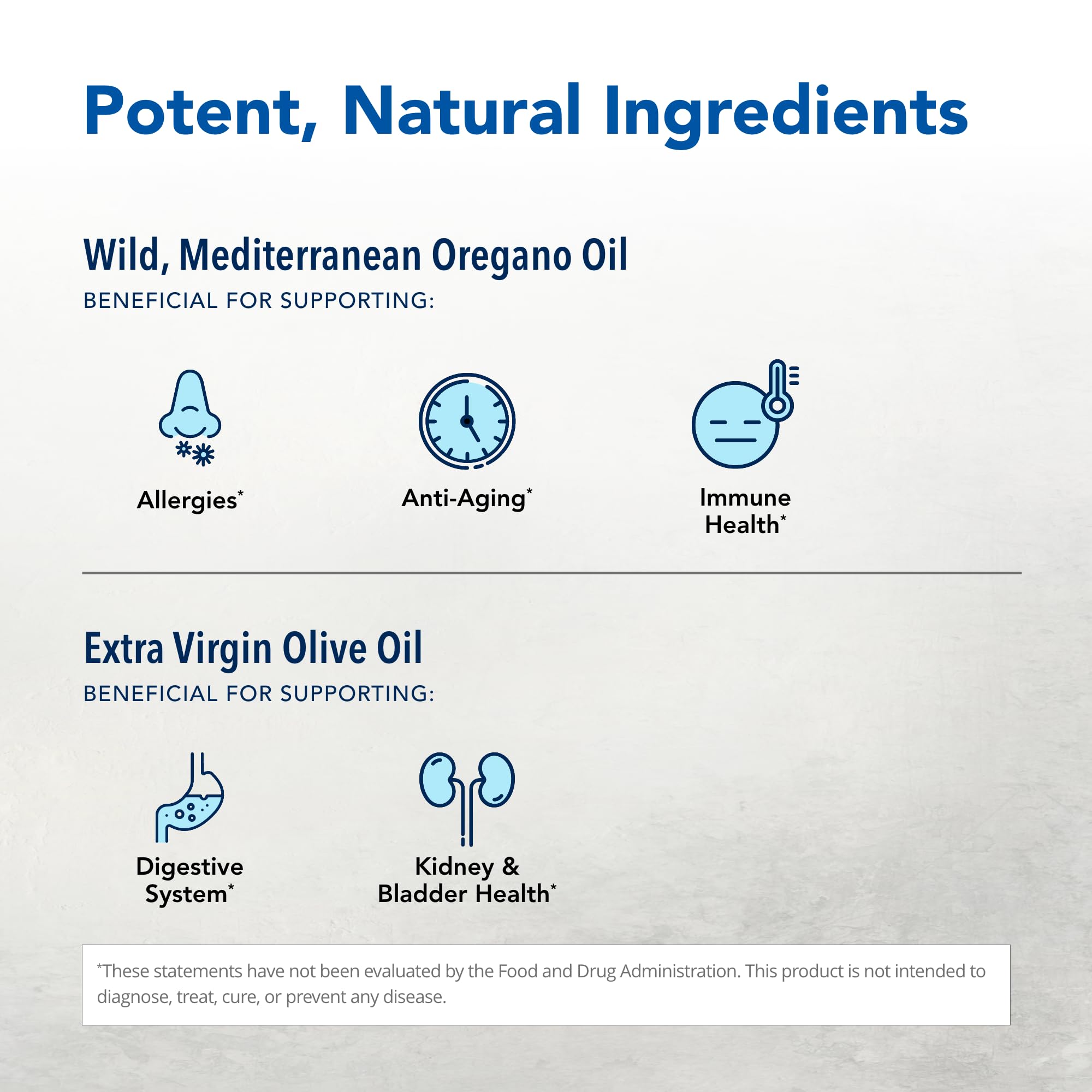 Oreganol label highlights organic, non-GMO sourcing and ingredients.