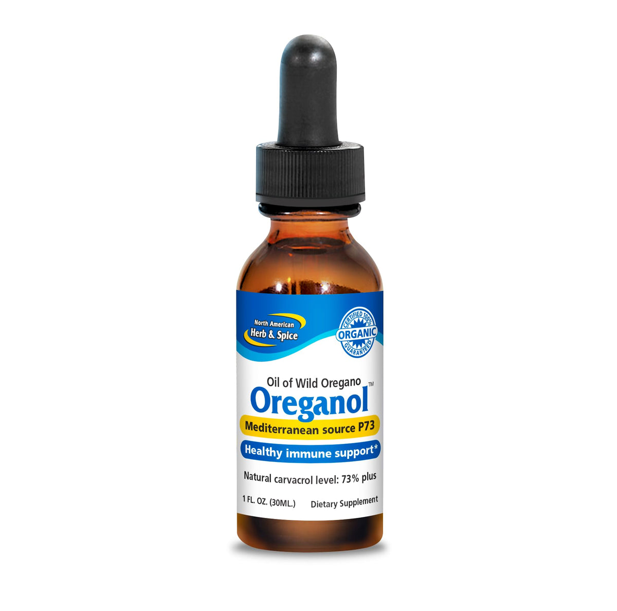 Oreganol P73 bottle with dropper for daily oregano oil use