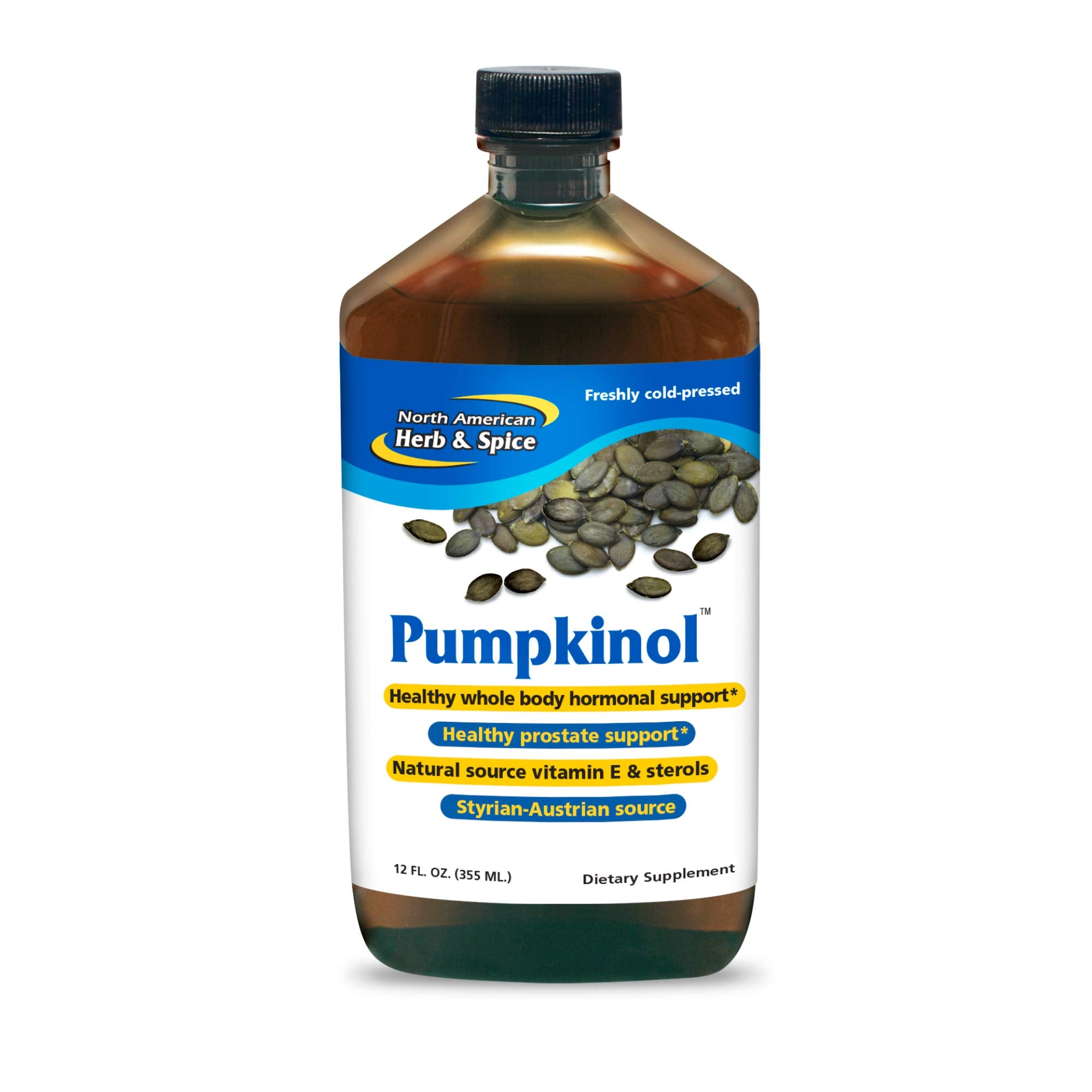 Pumpkinol bottle pour shows premium cold-pressed oil for healthy meals.