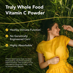 Purely-C label close-up highlighting natural-source vitamin C from berries