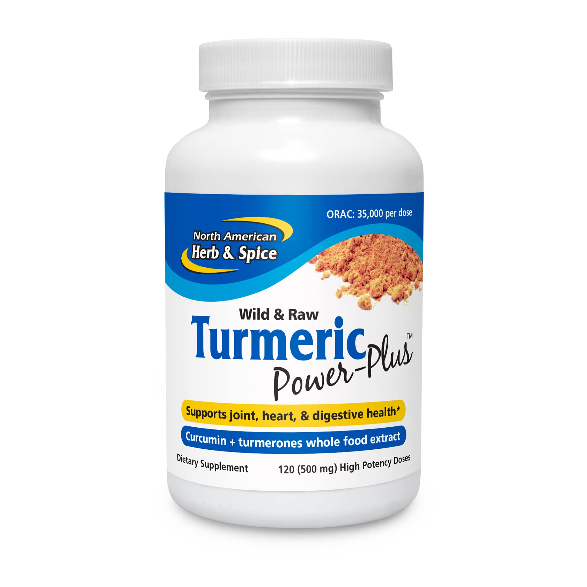 North American Herb & Spice Turmeric Power-Plus bottle for daily use and potential joint support.
