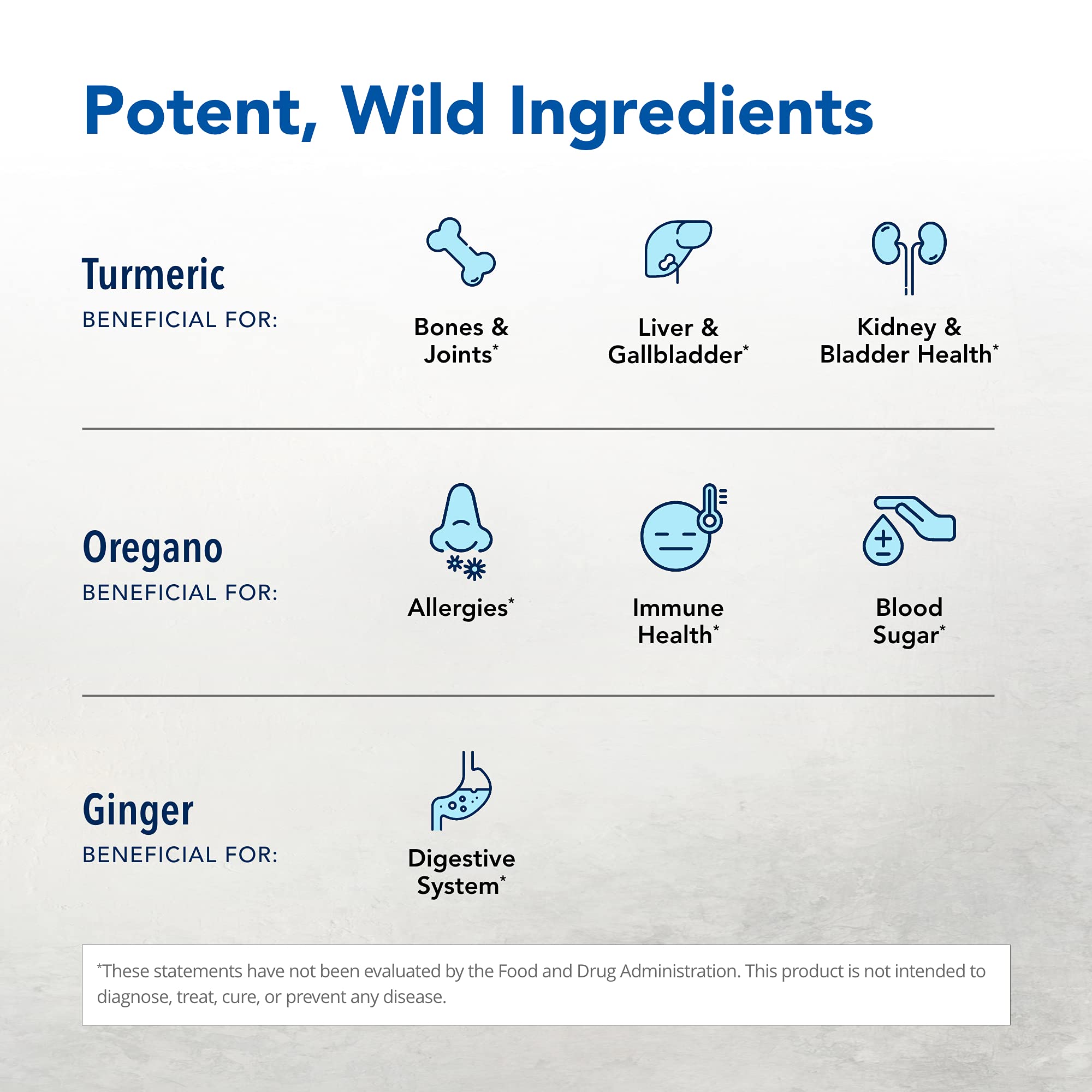 North American Herb & Spice Turmeric Power-Plus ingredients pack showcases olive oil and spices.