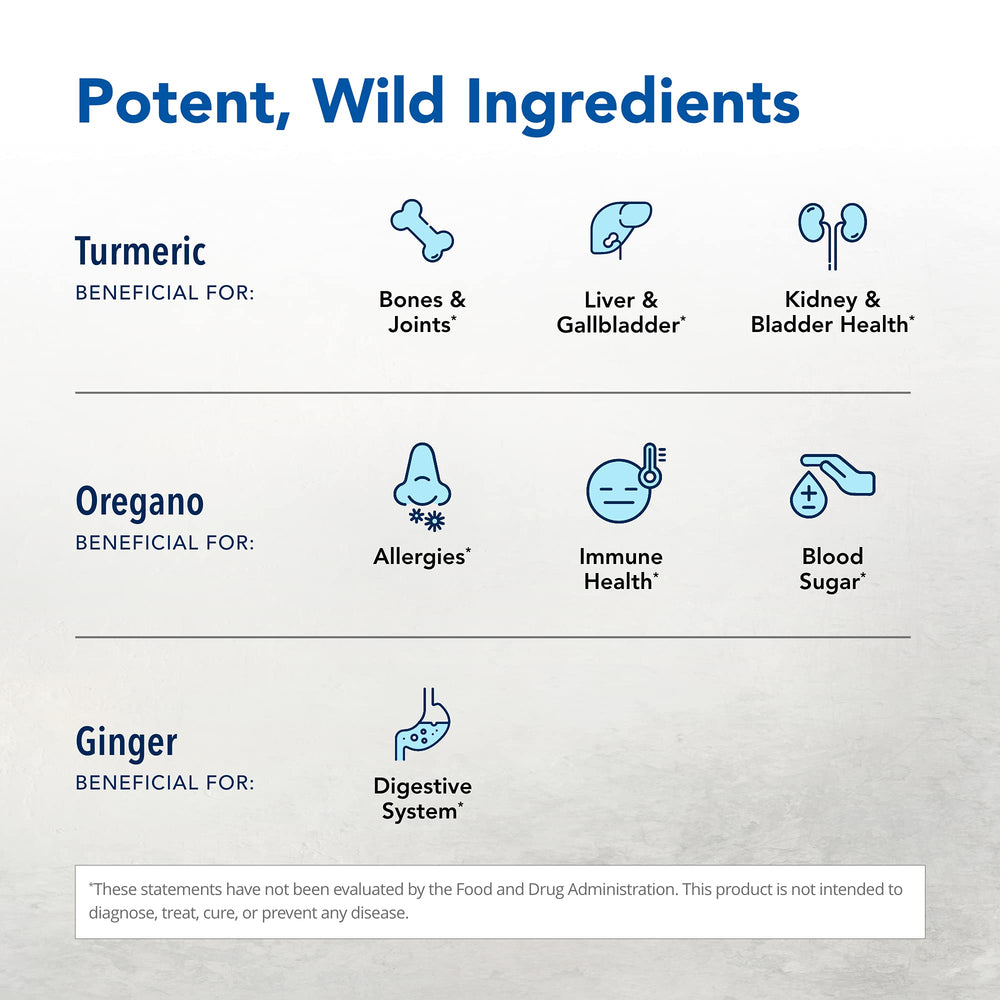 North American Herb & Spice Turmeric Power-Plus ingredients pack showcases olive oil and spices.