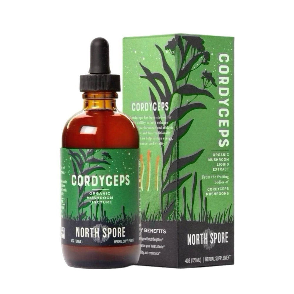 North Spore Cordyceps tincture bottle with dropper for daily energy.