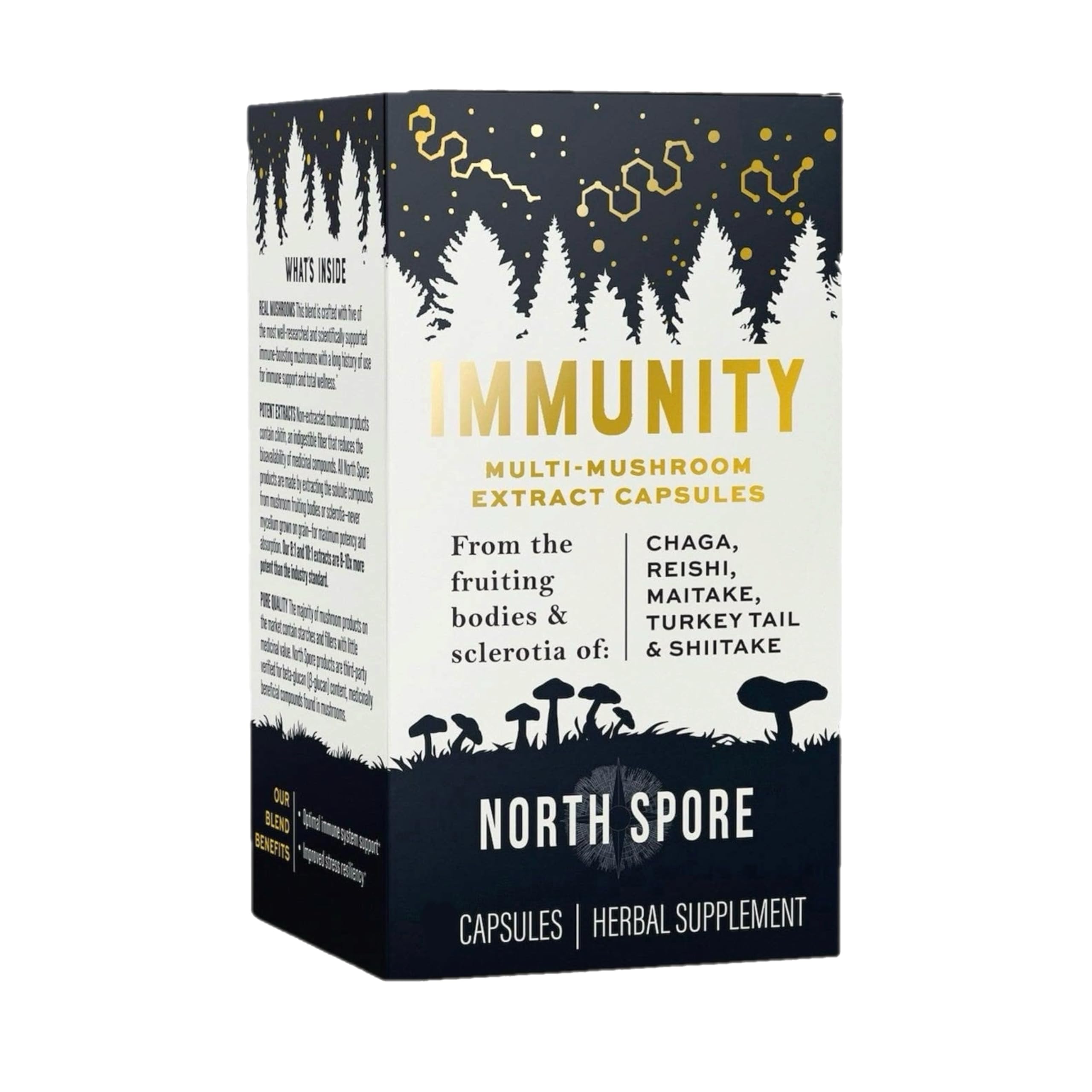 North Spore Immunity turkey-tail slices highlight the blend.