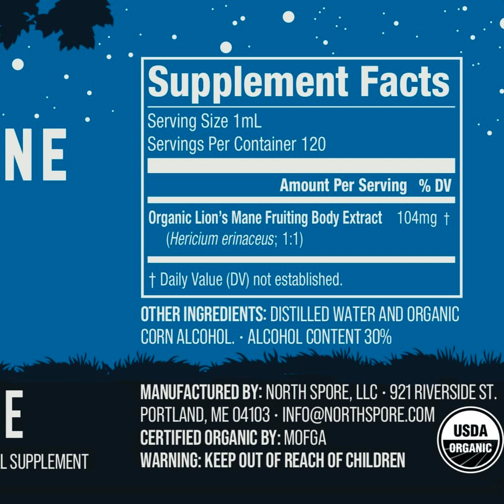 North Spore Reishi tincture bottle for daily balance and stress support.