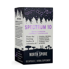 North Spore Spectrum 10 capsules close-up highlighting daily cognitive support