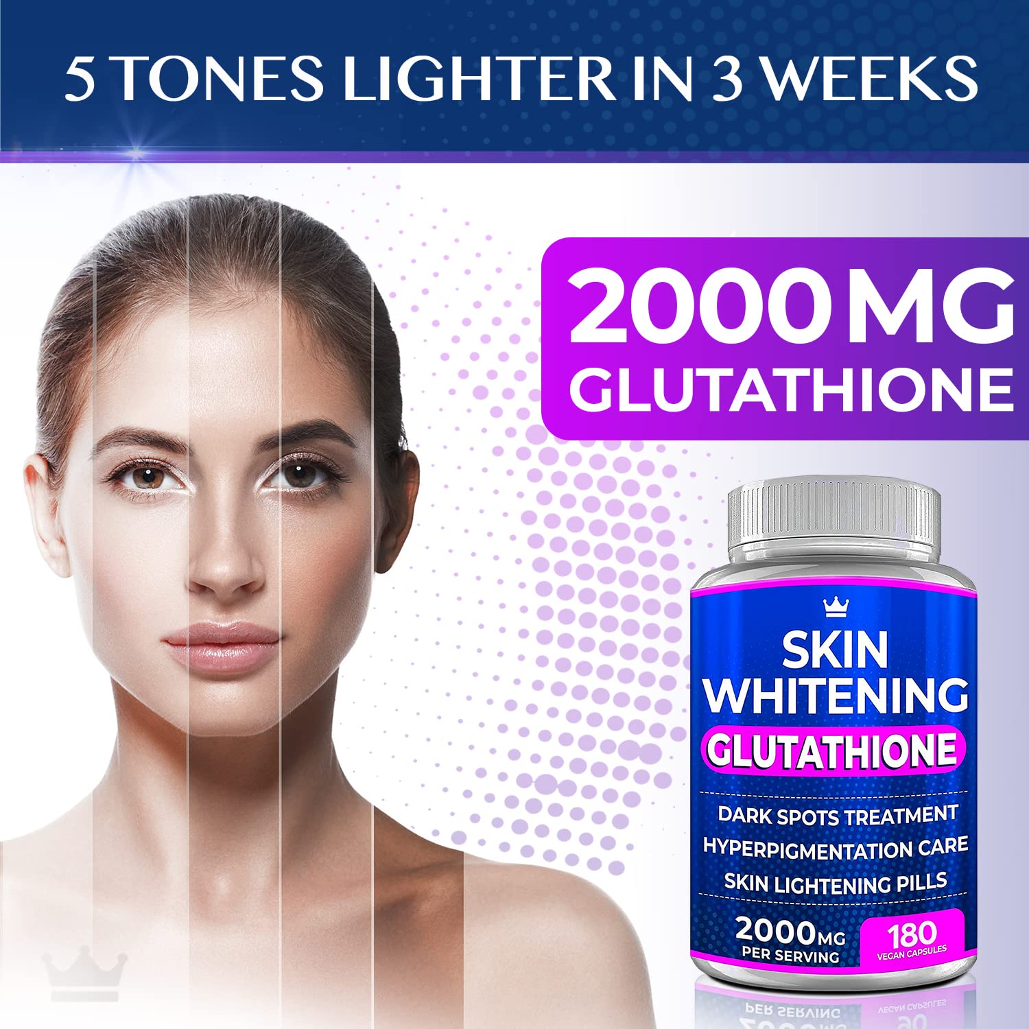 Northern Crown Cosmetics Glutathione pills packaging display