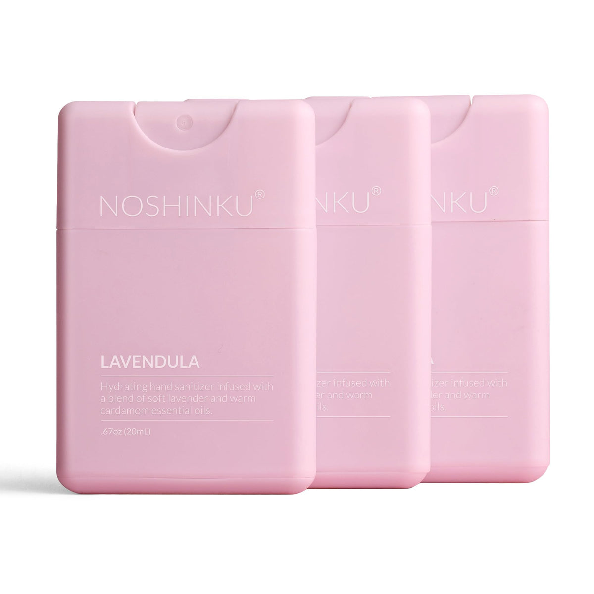 Noshinku Lavendula refillable sanitizer 3-pack for travel and refill on the go