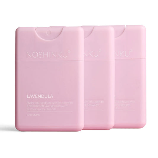 Noshinku Lavendula refillable sanitizer 3-pack for travel and refill on the go