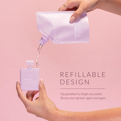 Noshinku Lavendula travel spray bottle shown in compact design for pockets