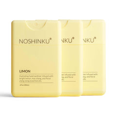 Noshinku Limon three-pack bottles provide portable freshness for on-the-go safety.