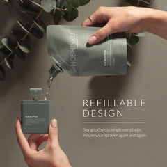 Noshinku eucalyptus refillable sprayer showing natural scent and pocket use