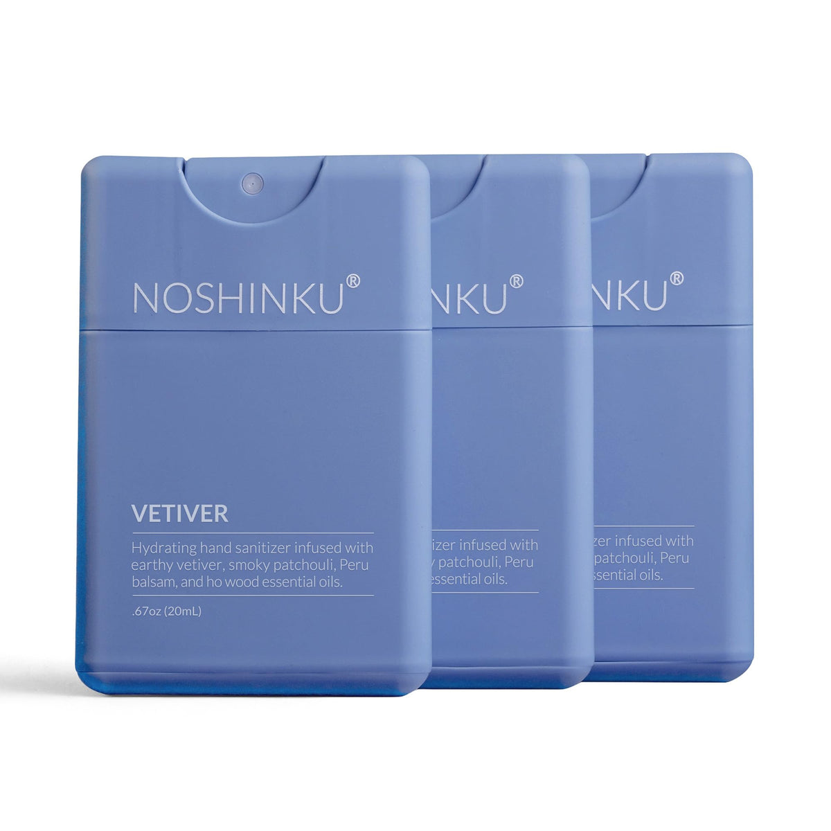 Noshinku refillable pocket sprayer with Vetiver scent for on-the-go hygiene.