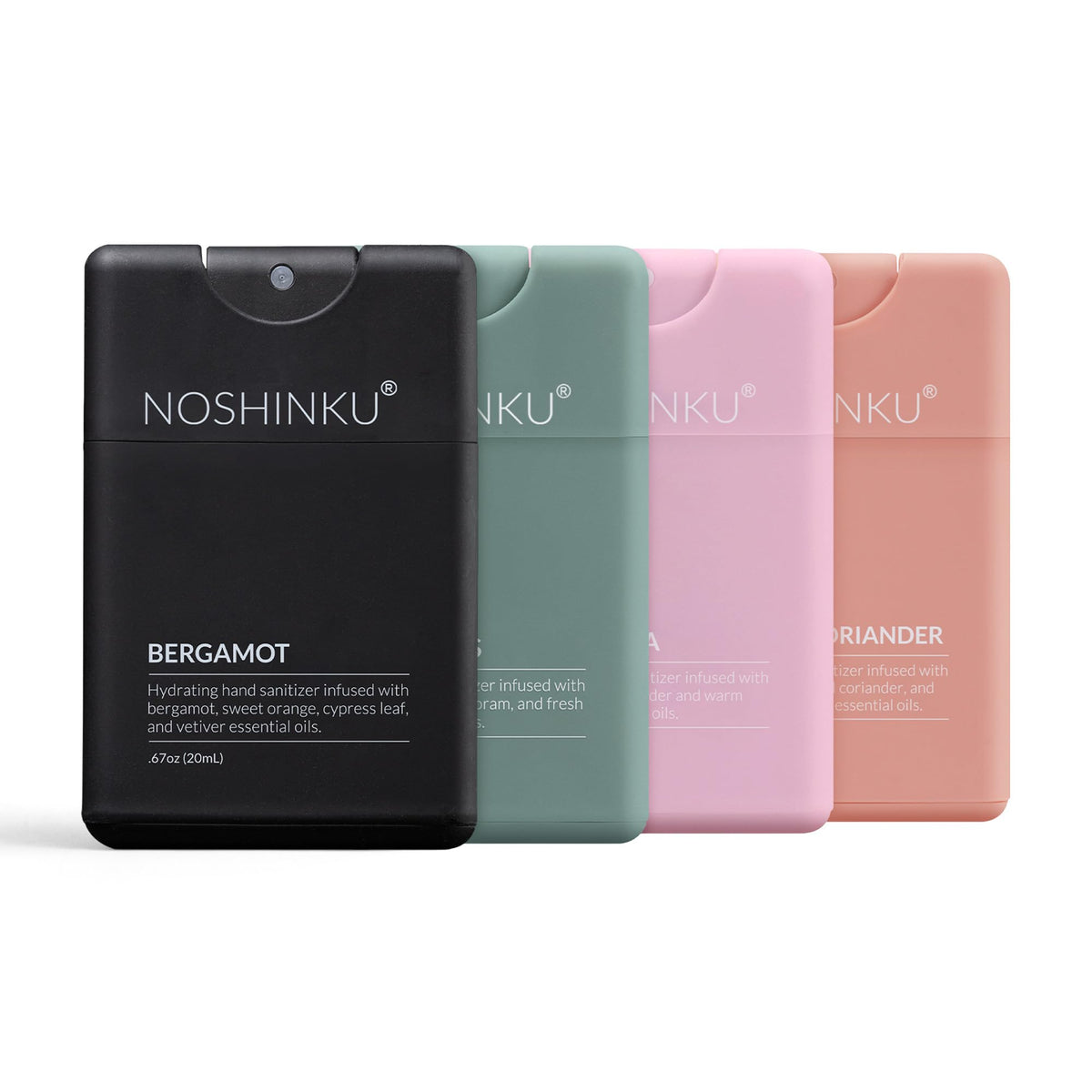 Noshinku Bergamot refillable sprayer with moisturizing oils for refreshed hands.