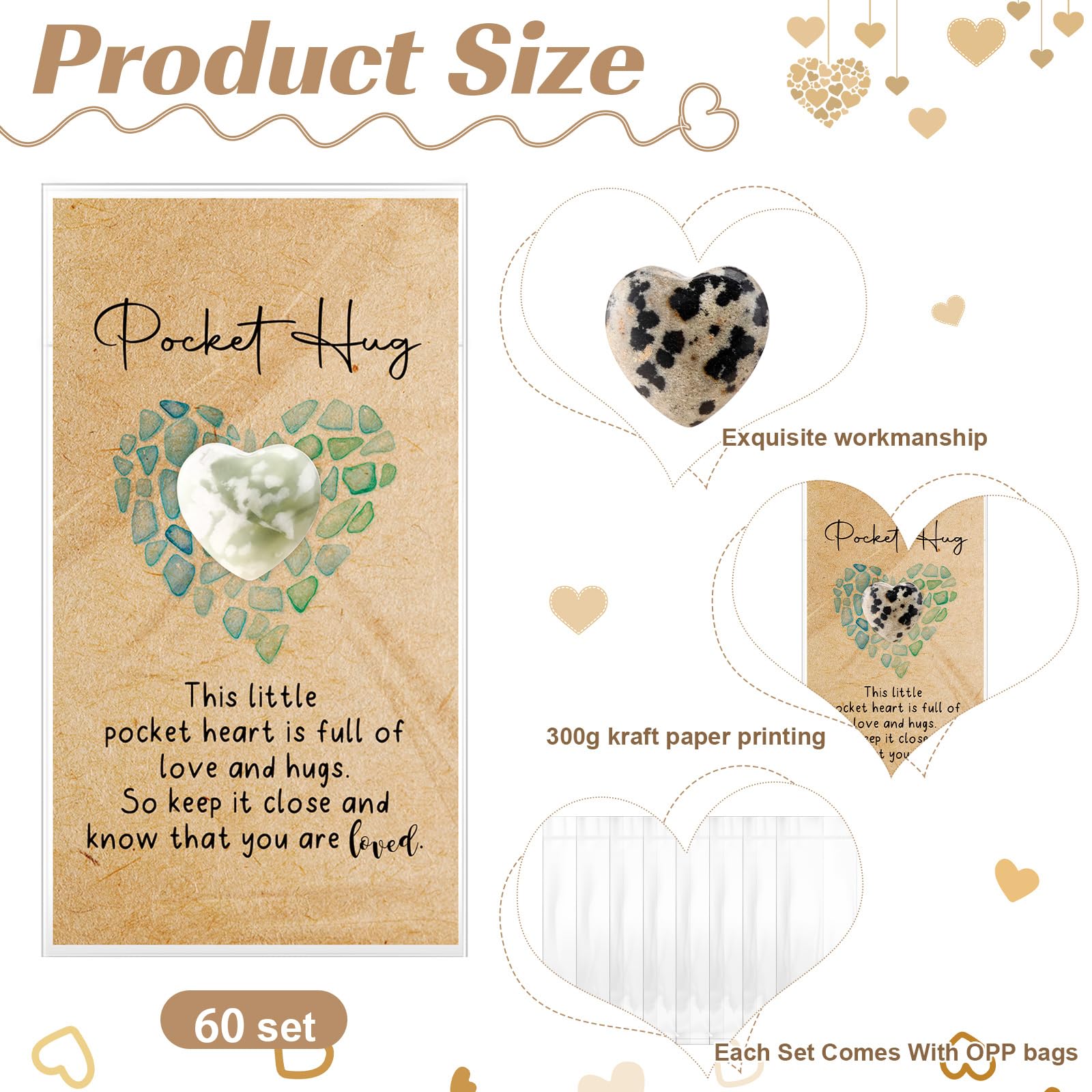 Nosiny OPP bags keep heart stones organized and ready for gifting or resale.