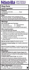Nostrilla label shows directions and benefits for quick, targeted relief.