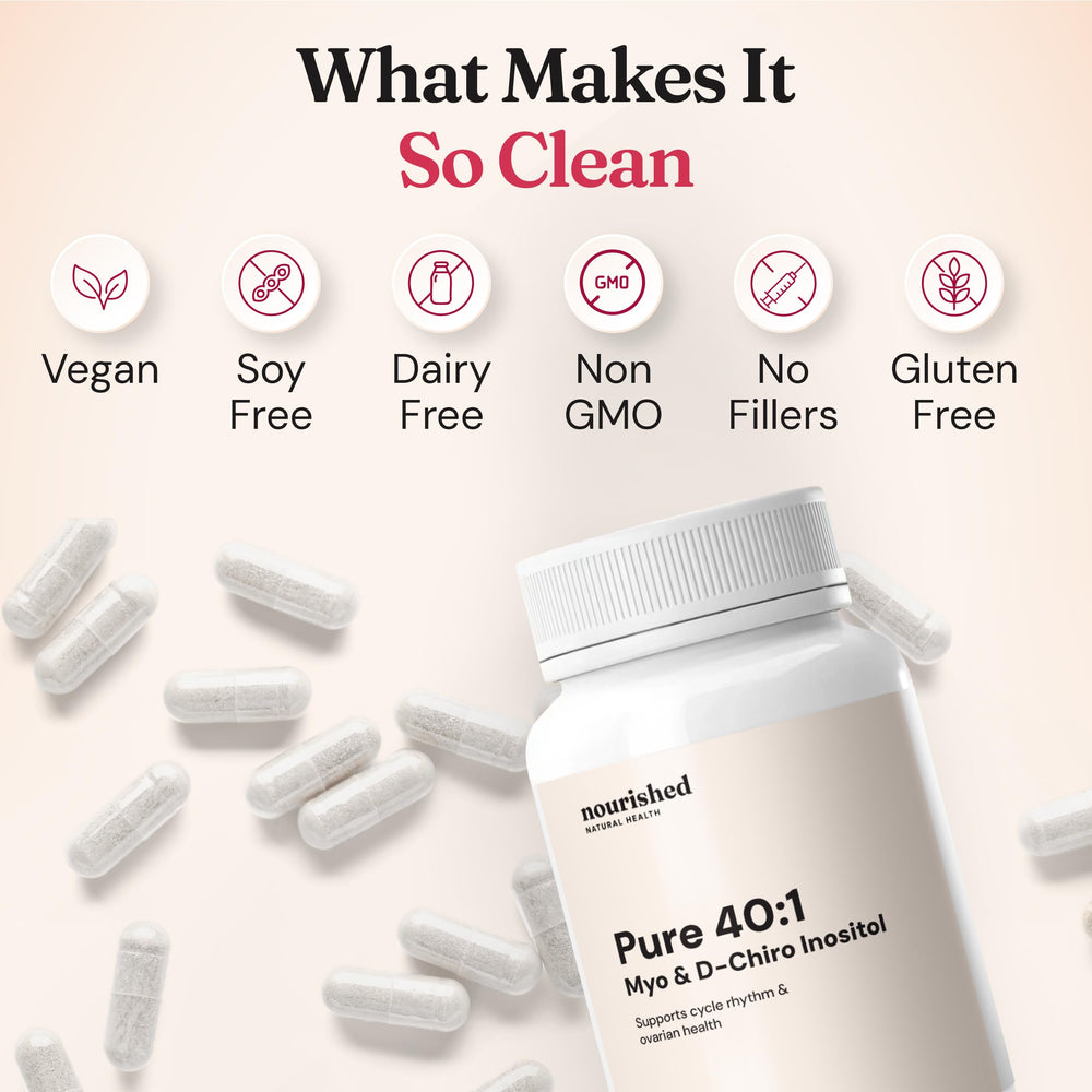 Label closeup highlighting vegan, non-GMO credentials for Nourished 40:1.